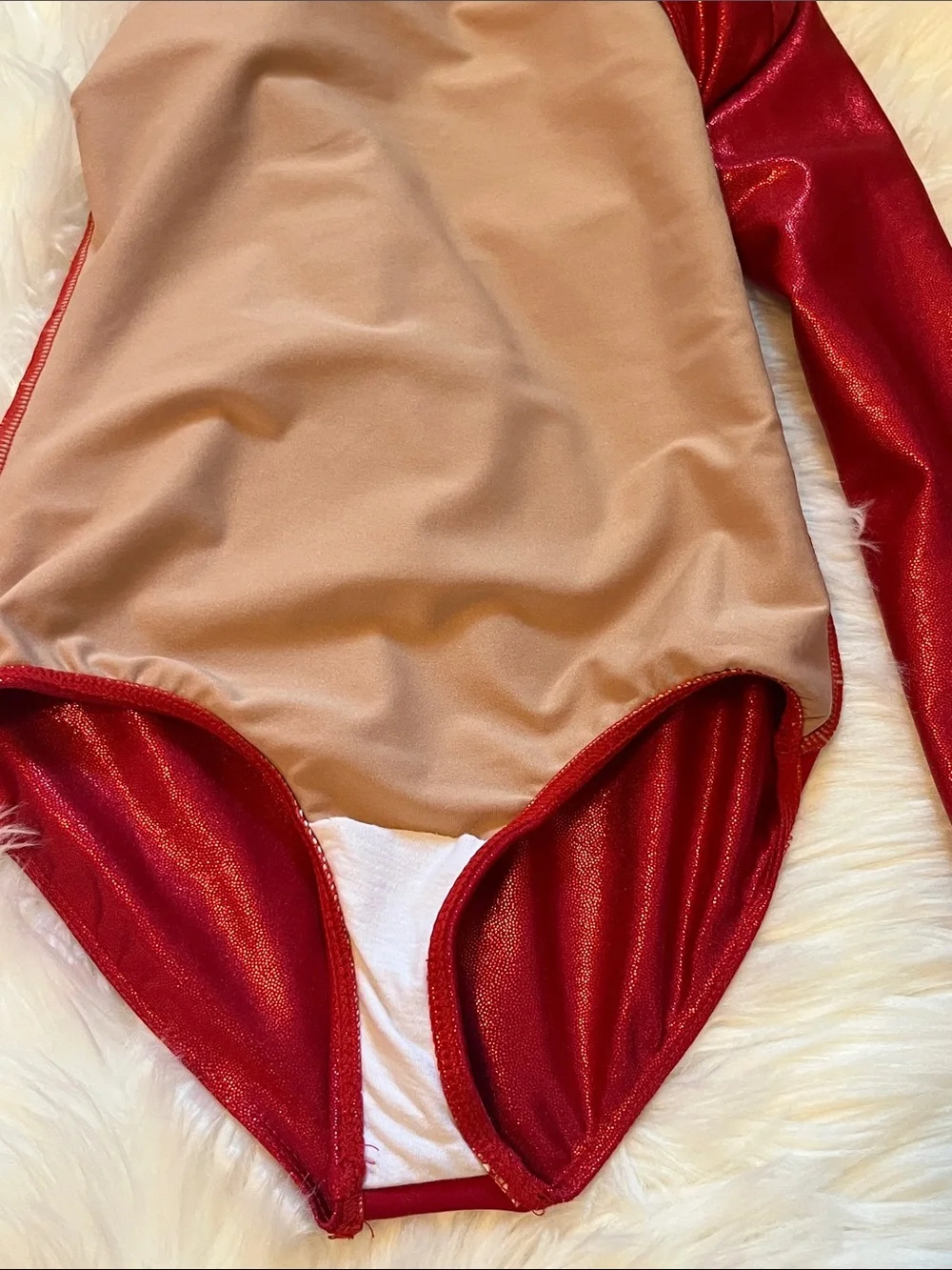 Double Platinum Red Long-Sleeve One-Piece Leotard